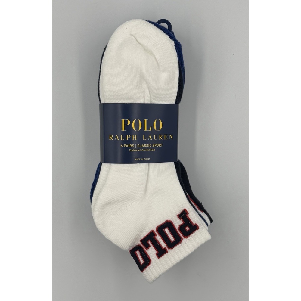 NEW 6 PAIRS MENS POLO RALPH LAUREN ANKLE CUT SOCKS CLASSIC SPORT 10-13 6-12